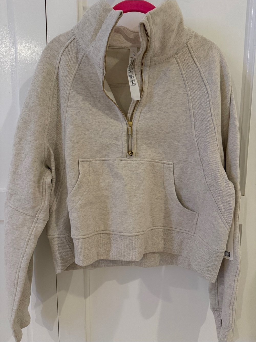 M/L Scuba oversized funnel neck 1/4 zip Pullover Sweatshirt Women's gold pull